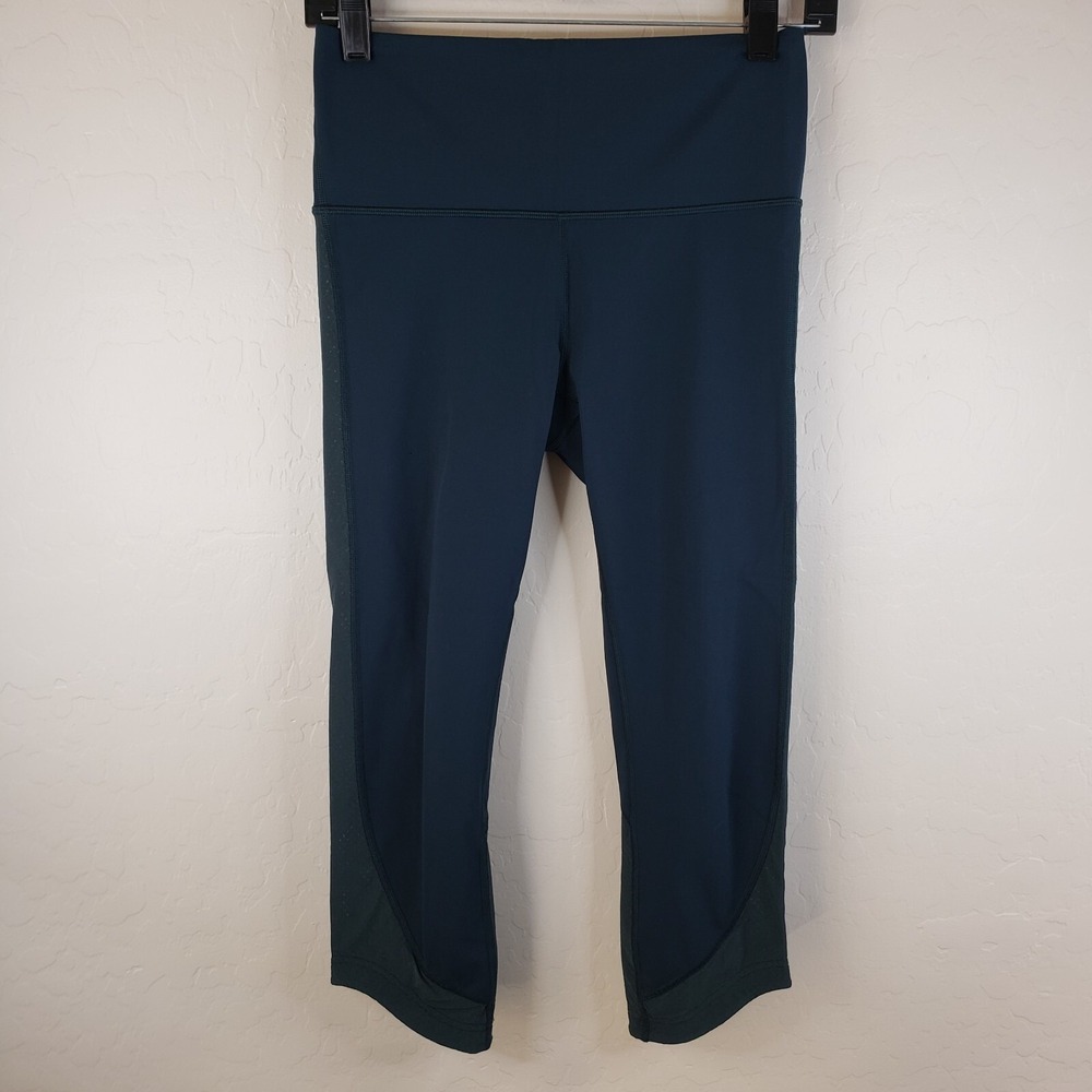 Lululemon Pants Women's 6 Green Ready Set‎ Go Crop Stretch Activewear Leggings